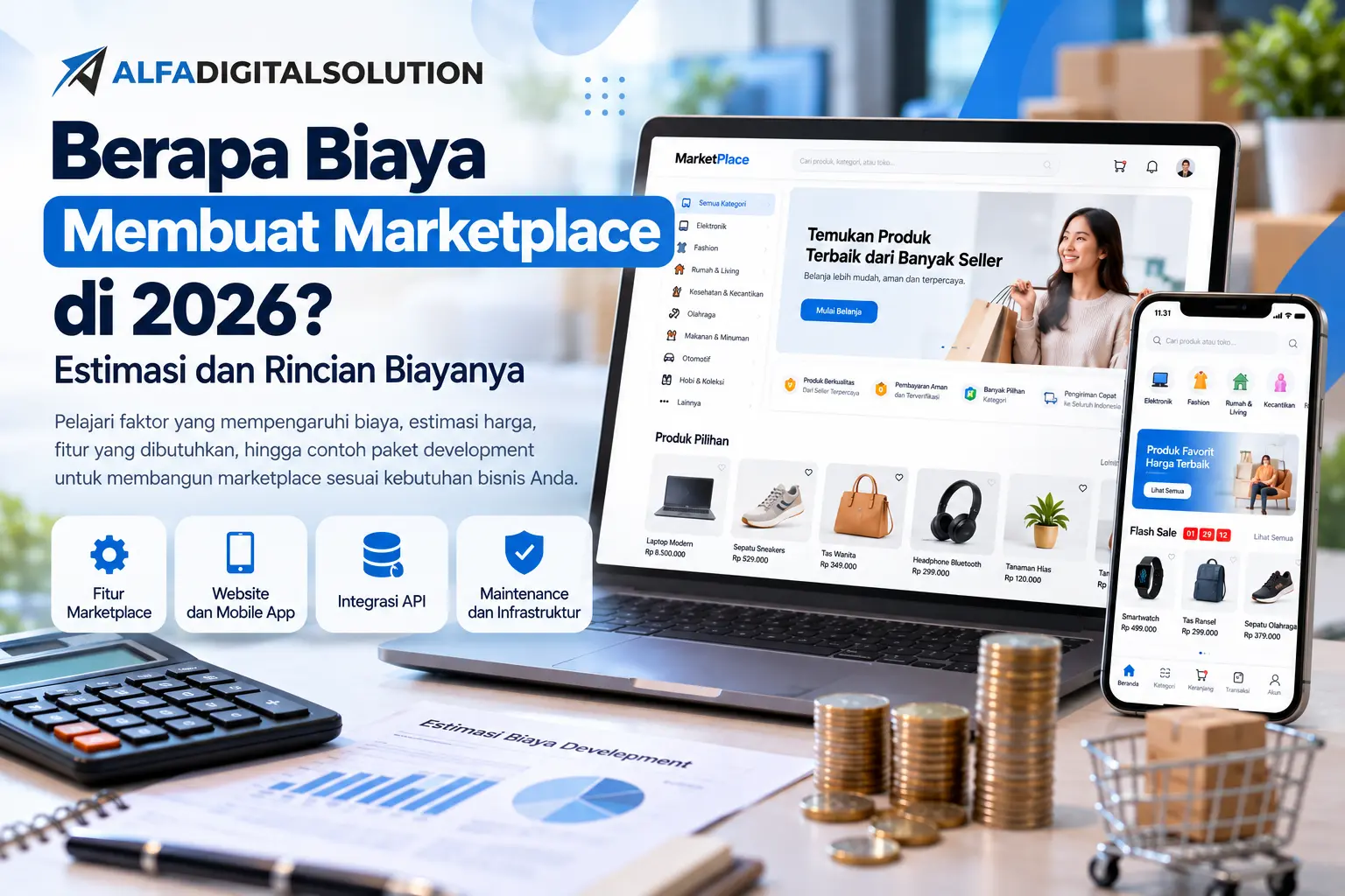 Biaya membuat marketplace di 2026 dan estimasi pengembangan website marketplace